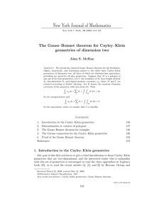 New York Journal of Mathematics The Gauss–Bonnet theorem for Cayley–Klein