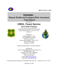 USDA, Forest Service - Human Health and Ecological Risk Assessment – Final Report