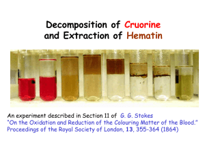 Decomposition of and Extraction of Cruorine Hematin