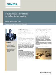 Fast access to current, reliable information Energy Management Suite Instrumentation, Controls &amp; Electrical