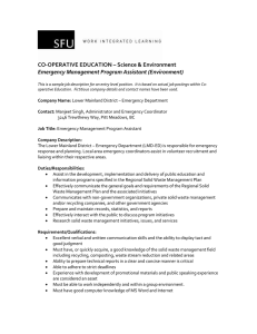 CO-OPERATIVE EDUCATION – Science &amp; Environment Emergency Management Program Assistant (Environment)