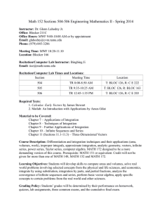 Math 152 Sections 504-506 Engineering Mathematics II - Spring 2014