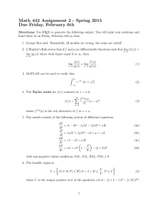 Math 442 Assignment 2 - Spring 2015 Due Friday, February 6th