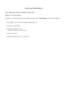MATH 308 HOMEWORK 1 SHOW ALL YOUR WORK!