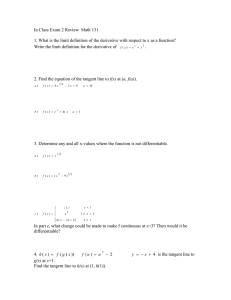 In Class Exam 2 Review  Math 131