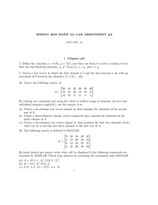 Math 151 Lab Assignment: Vectors, Matrices, and Equations