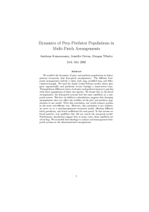 Dynamics of Prey-Predator Populations in Multi-Patch Arrangements 24th July 2006