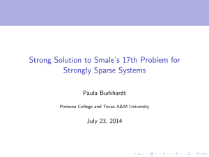 Strong Solution to Smale’s 17th Problem for Strongly Sparse Systems Paula Burkhardt