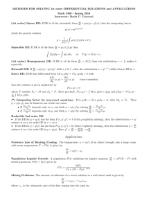 METHODS FOR SOLVING 1st order DIFFERENTIAL EQUATIONS and APPLICATIONS