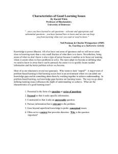 Characteristics of Good Learning Issues