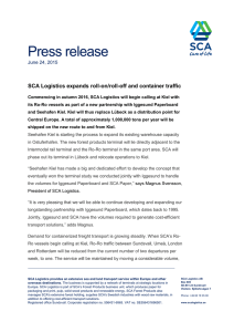 Press release SCA Logistics expands roll-on/roll-off and container traffic June 24, 2015