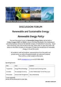 Renewable Energy Policy DISCUSSION FORUM Renewable and Sustainable Energy