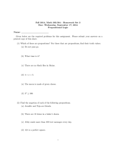 Math 302 Homework: Propositional Logic & Quantifiers