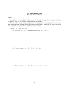 Fall 2014, Math 302.504 Exam 2 - Review Sheet Name: