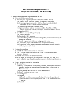Basic Functional Requirements of the Design Tool for Inventory and Monitoring