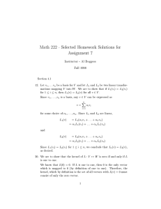 Math 222 - Selected Homework Solutions for Assignment 7 v ;:::v