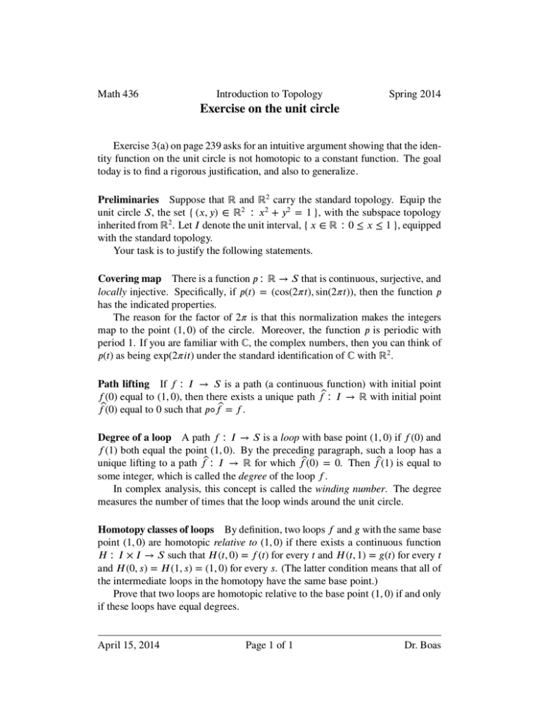 Exercise on the unit circle
