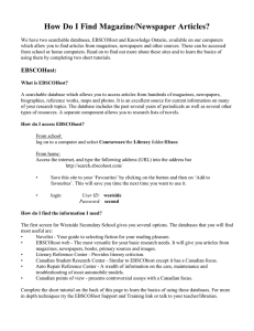 EBSCOHost Tutorial: Find Magazine & Newspaper Articles