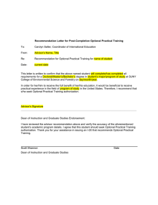 Recommendation Letter for Post-Completion Optional Practical Training To: