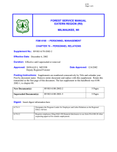 FOREST SERVICE MANUAL EATERN REGION (R9)  MILWAUKEE, WI