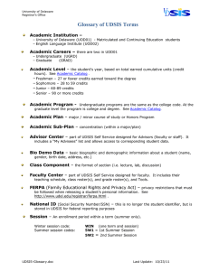 Glossary of UDSIS Terms  Academic Institution –