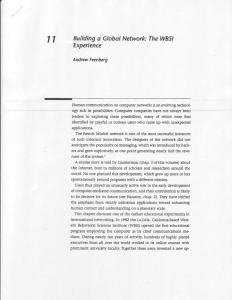 tt Building a Global Network: The WBSI Experience Andrcw Feenbery