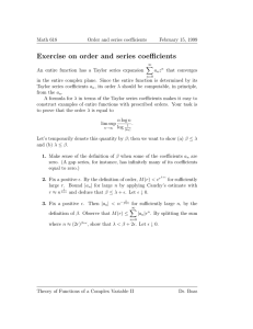 Exercise on order and series coefficients