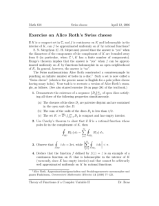 Exercise on Alice Roth’s Swiss cheese