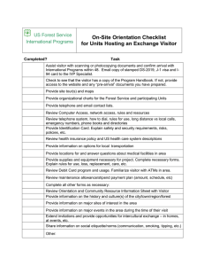 US Forest Service Exchange Visitor On-Site Orientation Checklist