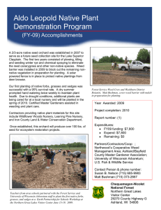 Aldo Leopold Native Plant Demonstration Program (FY-09) Accomplishments