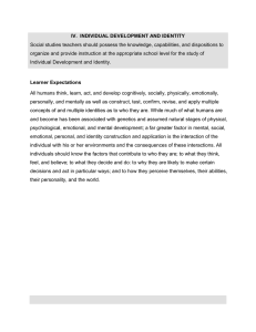 Individual Development & Identity: Social Studies Teacher Standard