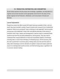Social studies teachers should possess the knowledge, capabilities, and dispositions... organize and provide instruction at the appropriate school level for... VII.  PRODUCTION, DISTRIBUTION, AND CONSUMPTION