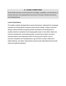 Social Studies teachers should possess the knowledge, capabilities, and dispositions... provide instruction at the appropriate school level for the study... IX.  GLOBAL CONNECTIONS