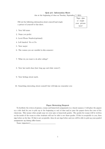 Quiz #1: Information Sheet , or staple