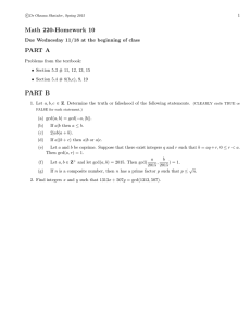 Math 220 Homework 10: Number Theory Problems