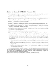 Topics for Exam 2, MATH308-Summer 2014