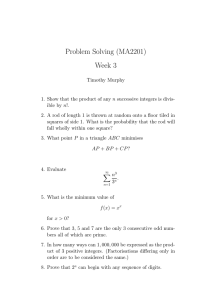 Problem Solving (MA2201) Week 3
