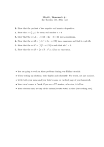 MA121, Homework #1 due Tuesday, Oct. 30 in class