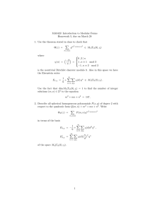 MA342J: Introduction to Modular Forms Homework 5, due on March 28