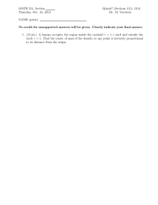 MATH 251, Section Quiz#7 (Sections 13.5, 13.6) Thursday, Oct. 24, 2013