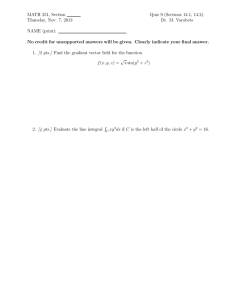 MATH 251, Section Quiz 9 (Sections 14.1, 14.2). Thursday, Nov. 7, 2013