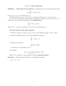 Section 2.1 Linear Equations. Definition.