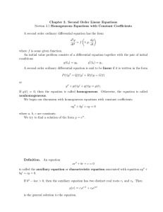 Chapter 3. Second Order Linear Equations Homogeneous Equations with Constant Coeﬃcients