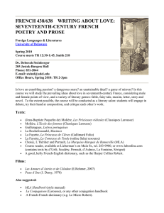 FRENCH 438/638    WRITING ABOUT LOVE: SEVENTEENTH-CENTURY FRENCH