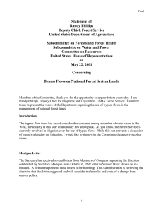 Statement of Randy Phillips Deputy Chief, Forest Service United States Department of Agriculture