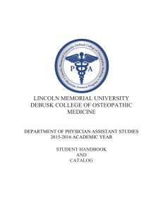 LINCOLN MEMORIAL UNIVERSITY DEBUSK COLLEGE OF OSTEOPATHIC MEDICINE