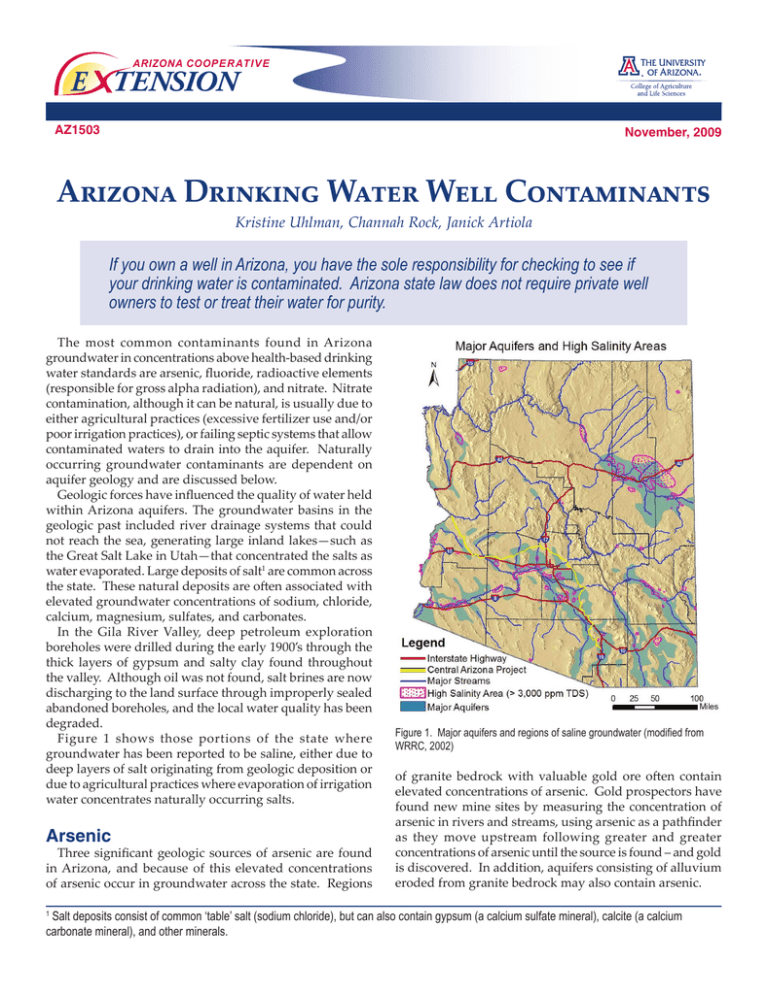 Arizona Drinking Water Well Contaminants E TENSION