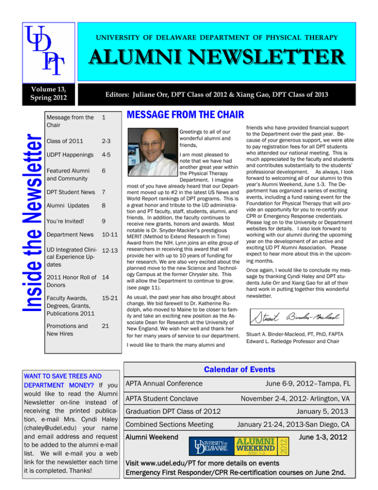 ALUMNI NEWSLETTER