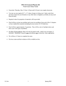 PES 213 Physics III Final Exam Study Guide