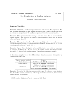 Random Variables & Probability Distributions - Business Math